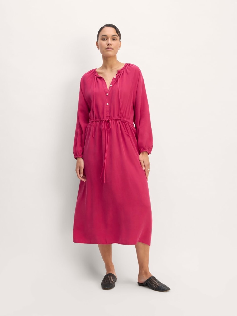 Everlane | New The TENCEL Gathered Maxi Dress - Red Currant Womens size L NWT